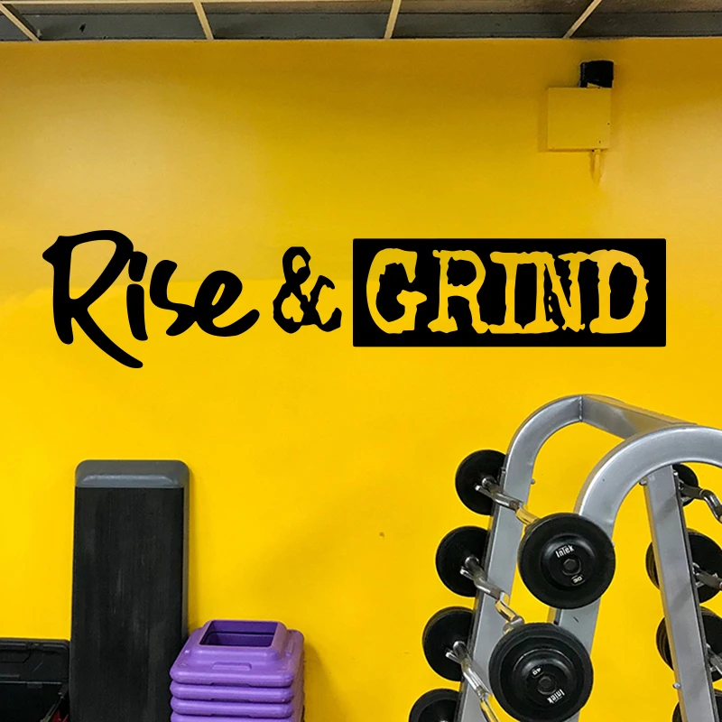 Large Rise and Grind Quote Wall Sticker Office Gym Motivational Inspirational Quote Rise and Grind  Wall Decal Kitchen Coffee  (2)