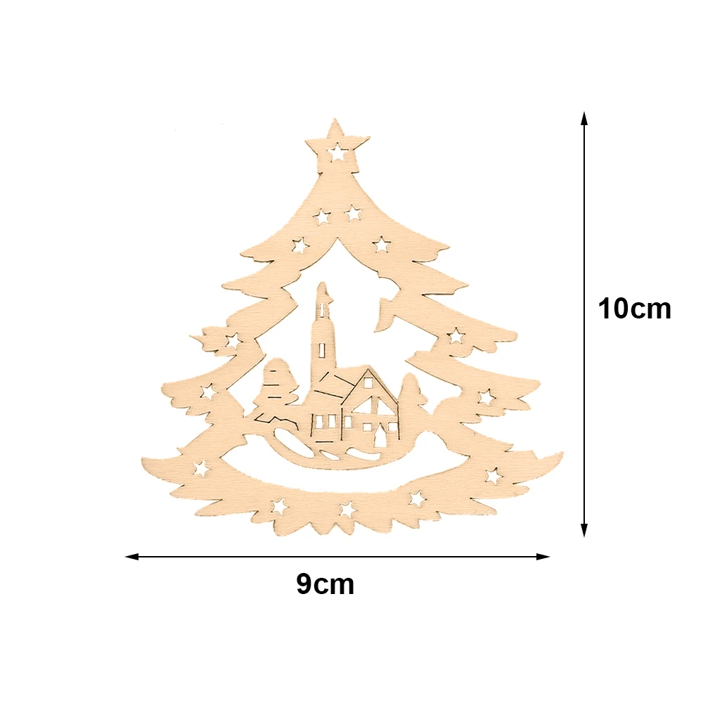 Счастливого Рождества 10 шт. ручной работы вырезание букв деревянные кусочки лазерная резка деревянный ломтик подвесные украшения DIY ремесла Рождественские украшения - Цвет: type10