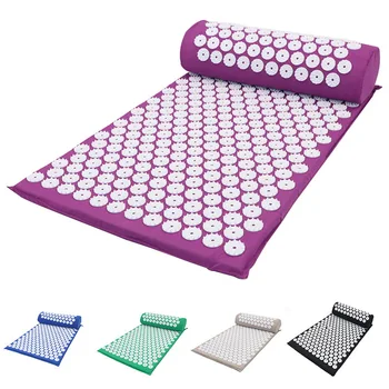 

66x42cm Massage Cushion Yoga Acupressure Mat and Pillow Set Neck Back Foot Massager Pain Stress Relief Massage Pad