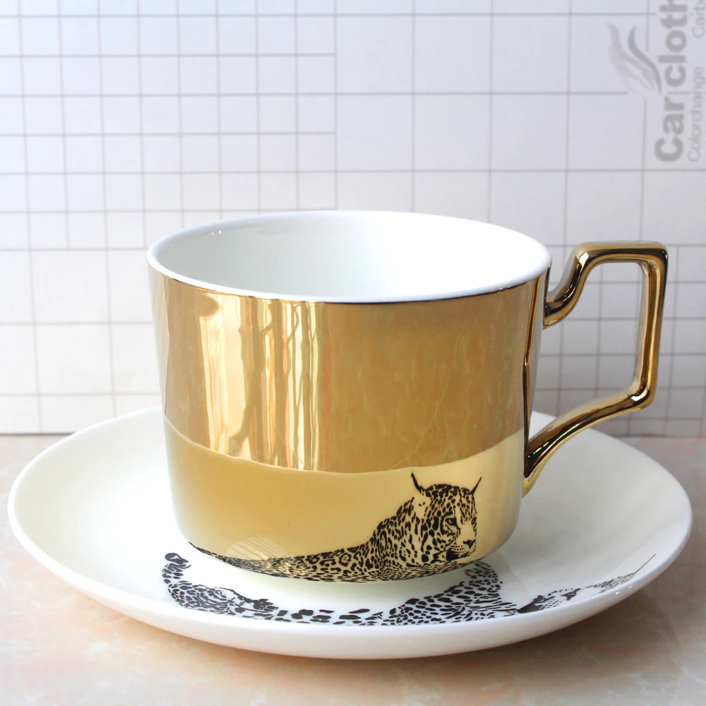 Новая отражающая леопардовая чашка, Скандинавская мультяшная анаморфная чашка с тигром и пандой, зеркальная кружка 220 мл
