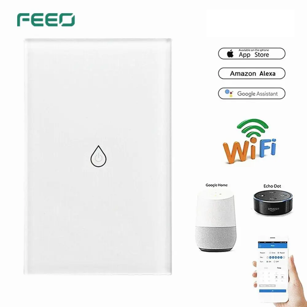 

SUPLO Smart Wifi Water Heater Switch Boiler Switches Alexa Google Home Voice US Standard Touch Panel Timer Outdoor App Control