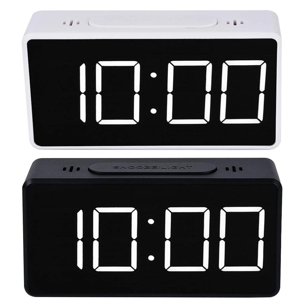 Digital LED Mirror Clock Electronic Alarm Snooze Clock Calendar/Time/Temperature 