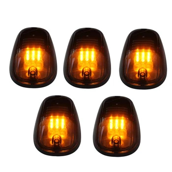

5Pcs LED Cab Roof Running Marker Lights Smoked Lens Amber Pickup Truck SUV Off Road Replacement Set