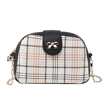 

2020 Spring and Summer Women's Bags New Bow Decorative Hardware Plaid Shoulder Bag Crossbody Messager Bag Mobile Phone Bag