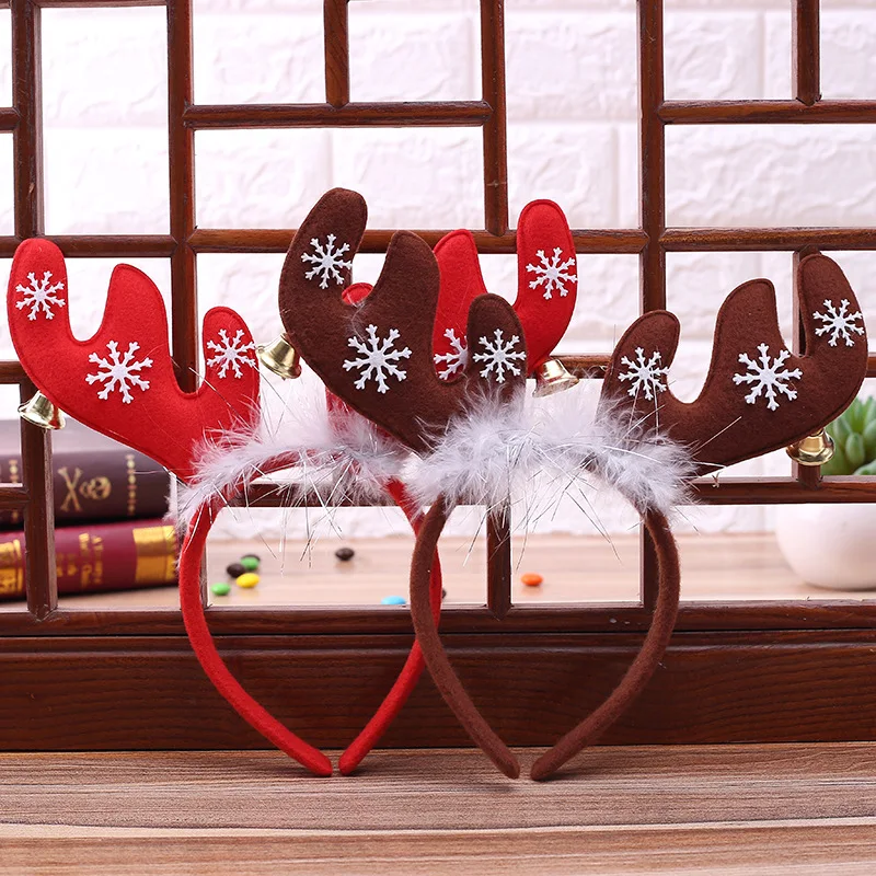 

2 Pcs Christmas Reindeer Headbands Antlers Adult Children Cosplay Deer Ears Hair Accessories Xmas Headdress Gifts Khaki Black