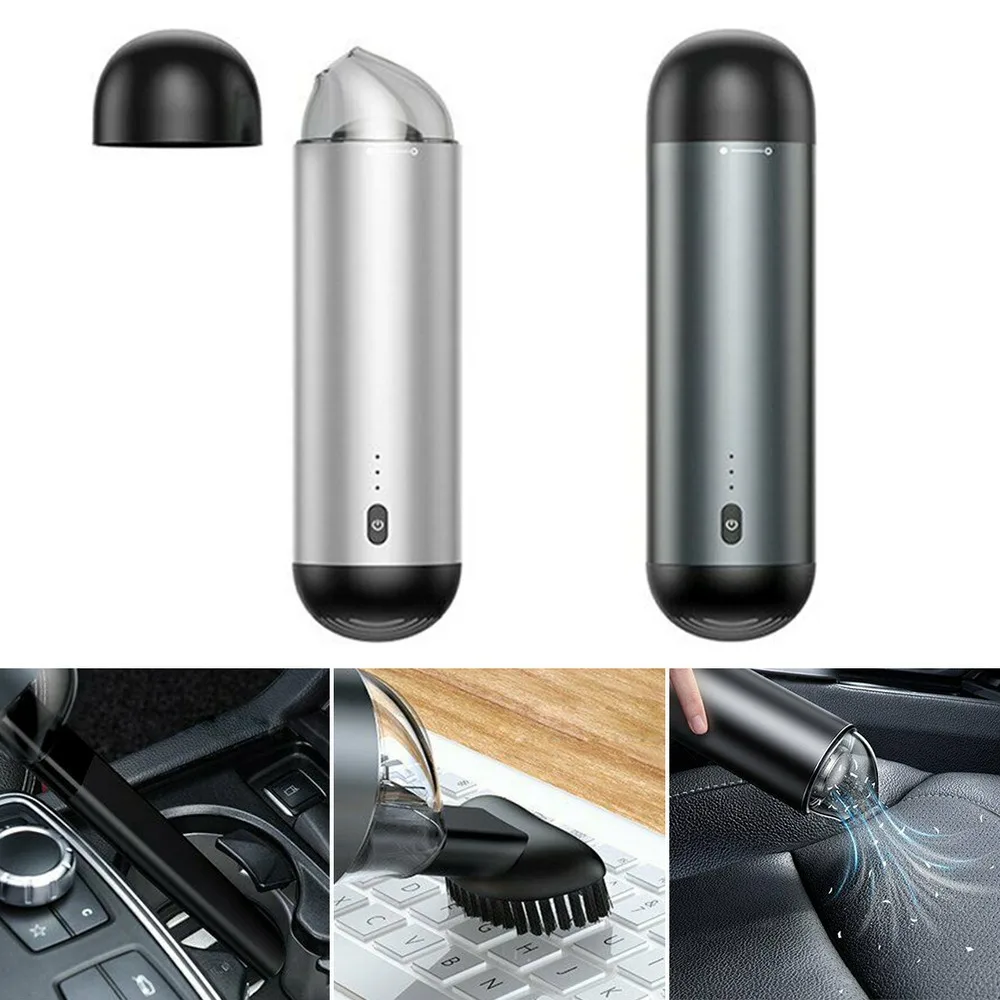 US $35.99 Portable Handheld Wireless Car Vacuum Cleaner Cyclone Booster TypeC Fast Charging Black Silver For Office Keyboard Sofa Car