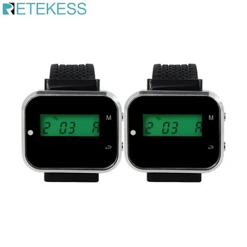 

Retekess 2pcs Watch Pager Receiver Black 433.92MHz Call Pager Waiter For Wireless Restaurant Ordering System Customer Service