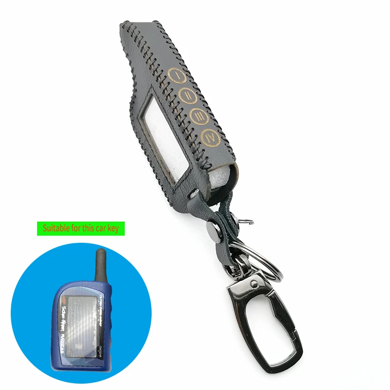 

Russian Version M4 keychain Leather Case for Scher Khan magicar 4 3 lcd two way remote car alarm system protect shell