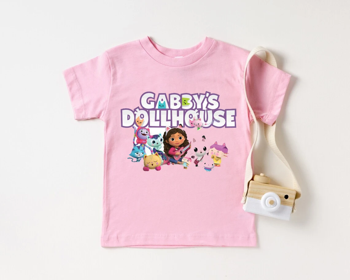Футболки для девочек Kawaii Детская футболка с изображением кукольного дома летняя