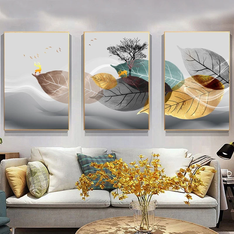 Modern Abstract Black and White Plant Leaves Wall Art Canvas Painting Posters Prints Minimalist Living Room Decor | Дом и сад