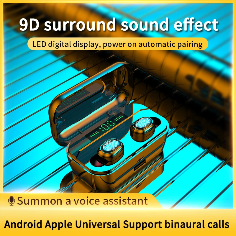 TWS Bluetooth V5.0 Earphones Wireless Headphones Touch Control LED Display Wireless Charging Sport Waterproof Headset Earbuds