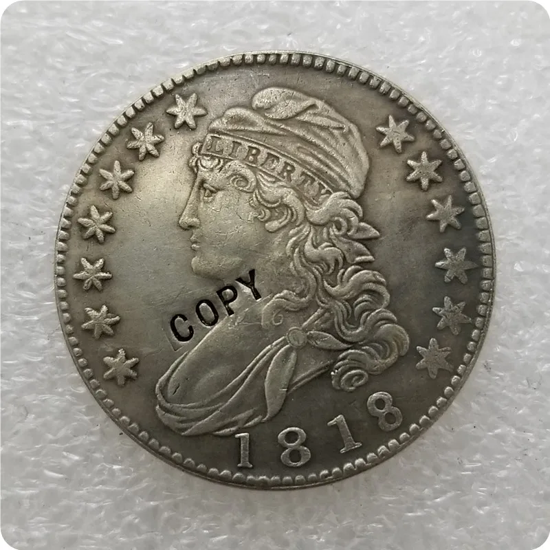 США 1807-1836 покрытый монета пол доллара 50 центов 1/2 копия доллара монеты-копии монет медаль коллекционные монеты значок - Цвет: 1818