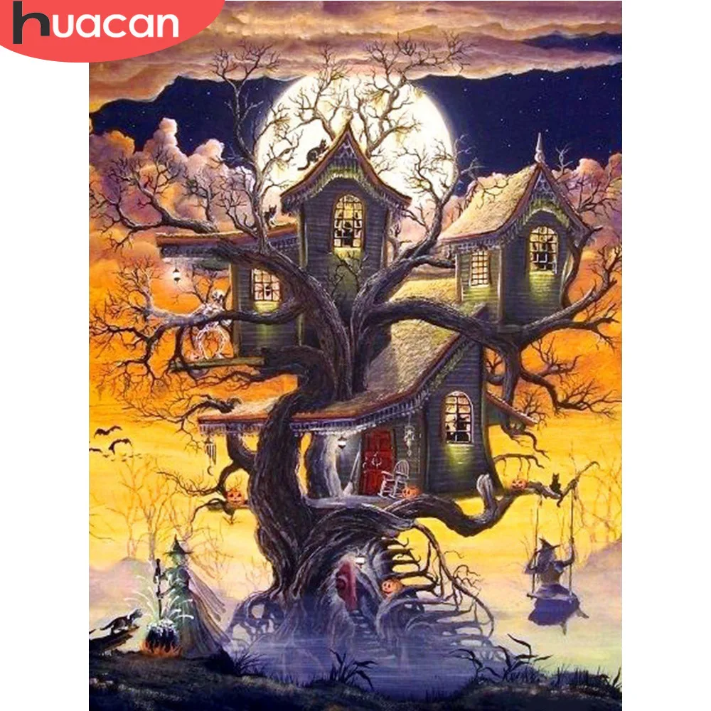 Хуакан Хэллоуин Алмазная краска ing Tree DIY полностью квадратная дрель вышивка