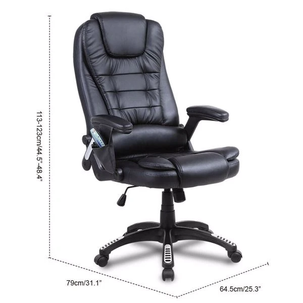 Office Ergomomic Heated Vibrating Massage Chair PU Leather Swivel