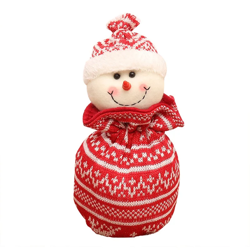 A2 Christmas Candy Bags Knitted Santa Claus Snowman Gift Holder Bag Children Bag Drawstring Pouch Container Organizer Case - Цвет: A2