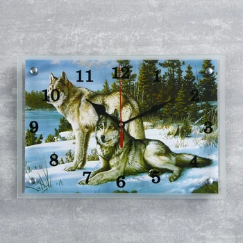 

Wall Clock rectangular "wolves in the winter forest", 25x35 cm