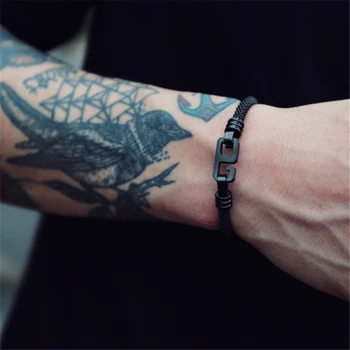 

New Trendy Street Style Couple Bracelet For Women Men Black Weave Number 6 Hiphop Bracelets Simple Vintage Korean Japan Jewelry