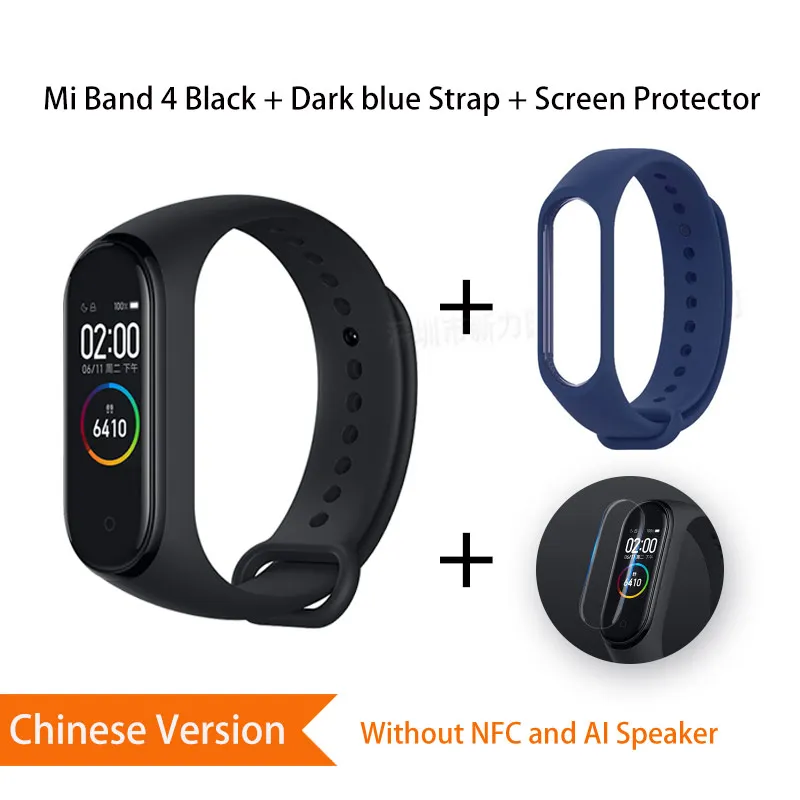 Глобальная версия Xiaomi mi Band 4 mi band 4 Bluetooth Смарт-браслет пульсометр фитнес-браслет китайская версия - Цвет: CN Darkblue