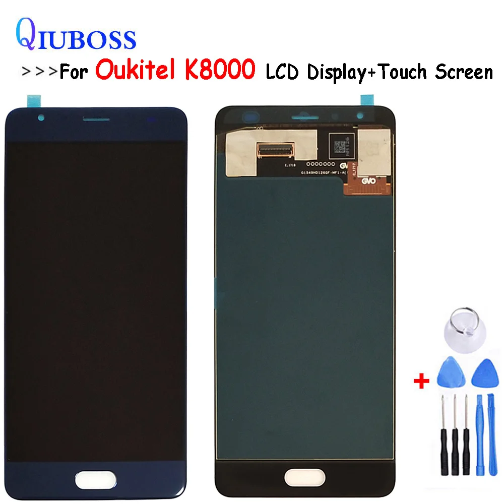 

5.5"Blue For Oukitel K8000 LCD Display+Touch Screen 100% Original Tested LCD Digitizer Glass Panel Replacement For K8000+tools
