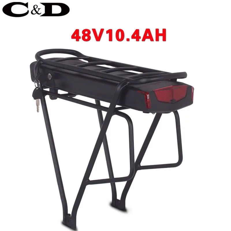 48V10.4AH 2A charger Задняя стойка 48 В батарея 36 В батарея для электровелосипеда 52 В батарея для электровелосипеда для велосипеда литий-ионная аккумуляторная батарея для багажника - Цвет: 48V10.4AH 2A charger