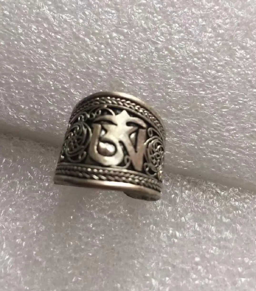 Регулируемое кольцо miao Silver Mantra luck work Индия и Непал старинный красивый Тибет |