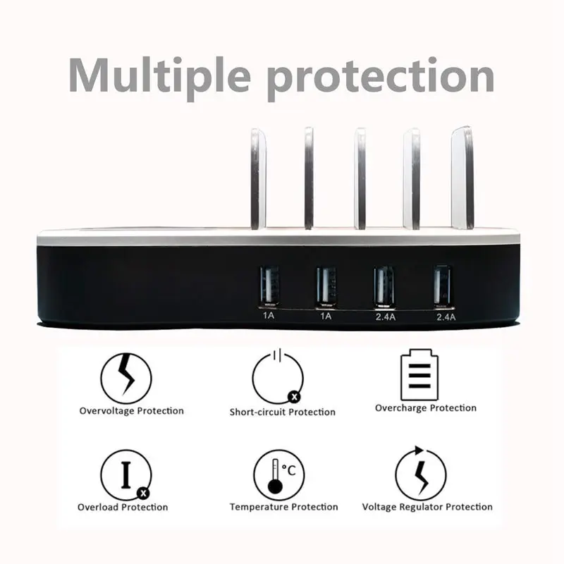Смарт четыре порта USB+ беспроводная зарядная станция руководство пользователя Совместимость с Apple Ipad Iphone и Android сотовый телефон и Планшет E