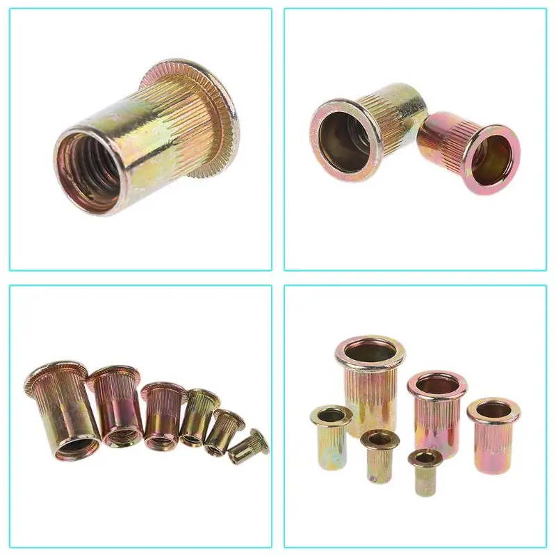 

175pcs Set Rivet Nut Kit Mixed Zinc Steel Rivnut Insert Nutsert Threaded M3-M10 RXJB