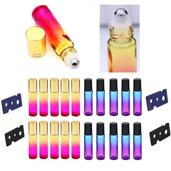 

10pcs 10ML Glass Roller Balls Gradient Roller Bottles with 2pcs Opener Pry Tool for Essential Oils Perfume Bottle