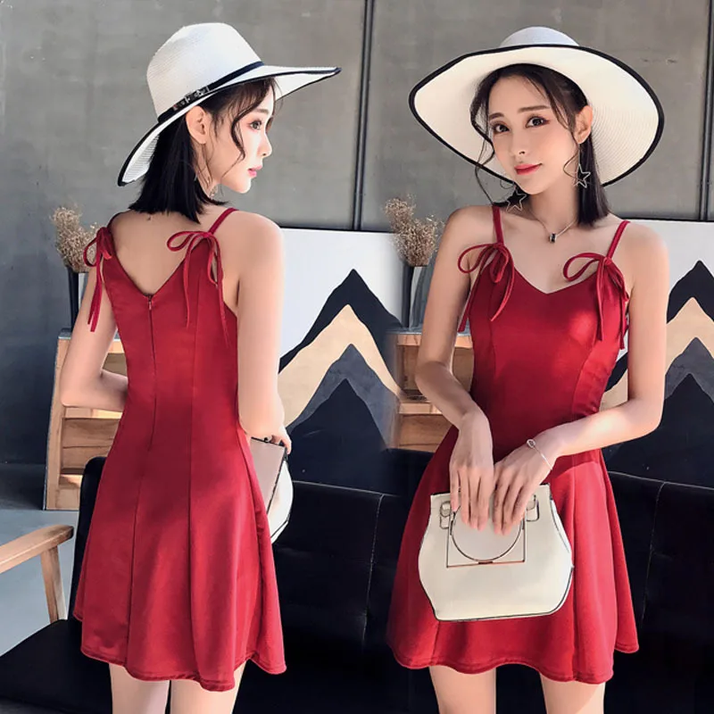 

Korean-style New Style Strapped Dress Backless Tube Top Solid Color Medium-length Dress Slim Fit Women's Dress