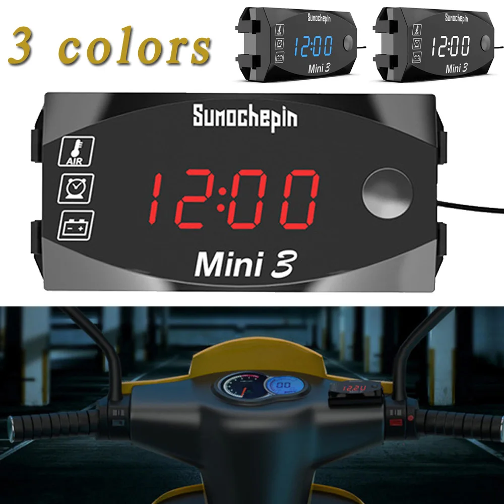 Мотоцикл 12V модификация часы термометр Вольтметр Замена температуры