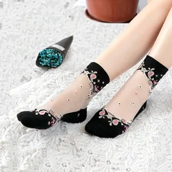 2021NEW Sexy fishnet Women Lace Ruffle Soft Comfy Sheer Silk Elastic Mesh Knit Frill Trim Transparent Ankle funny socks