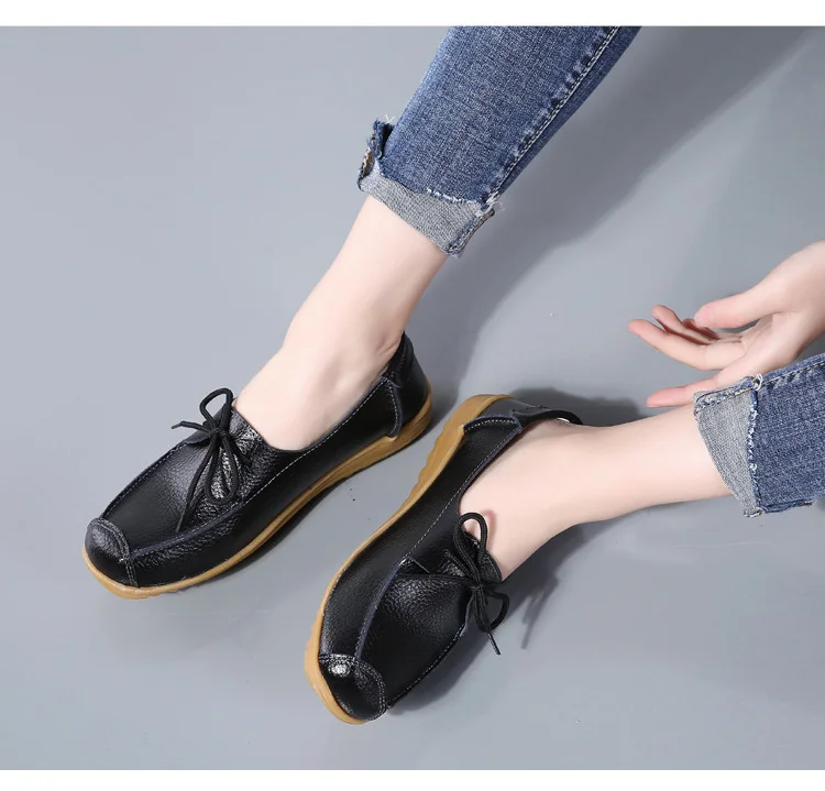 AH1805-2020 Spring Autumn Shoes Woman Genuine Leather Walking Flat Shoes Woman-14