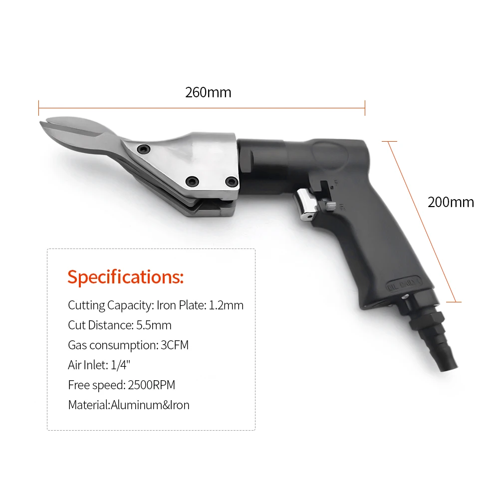 

Handheld Air Scissors 2500rpm Pneumatic Bent Handle Pistol Metal Shear Air Power Cutting Tool Metal Shears Cutter