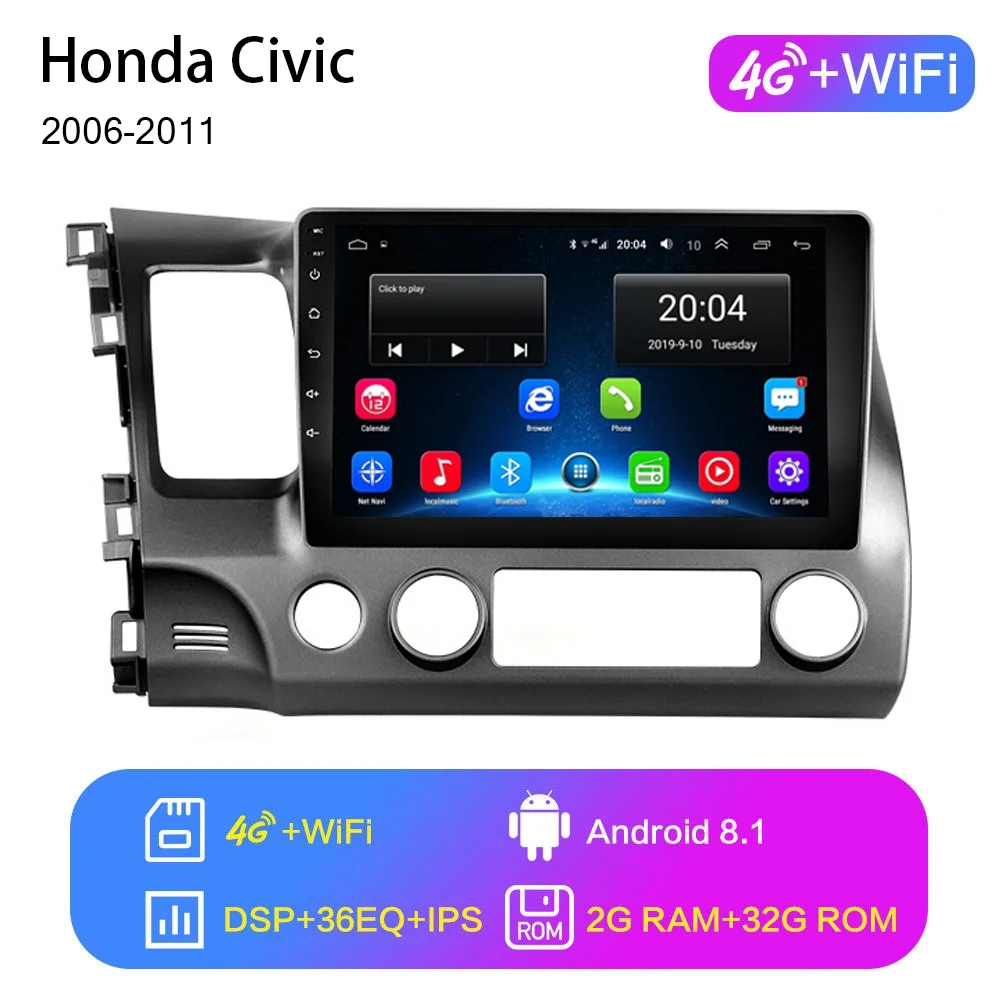 2G+ 32G 10," Android 8,1 GO автомобильный Радио dvd-плеер для Honda Civic 2006 2007 2008 2009 2010 2011 2Din радио gps навигация WiFi - Цвет: 4G WIFI   2G 32G