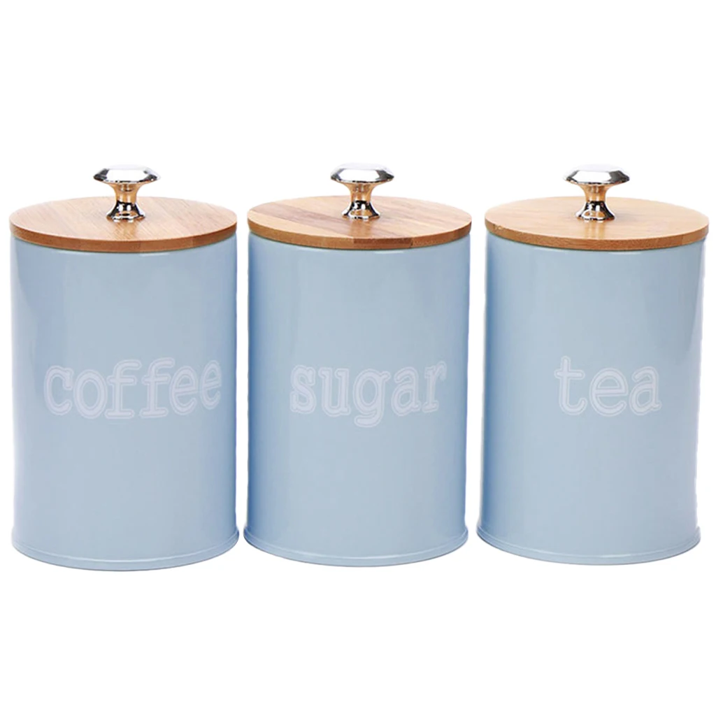 3Pcs/Set Kitchen Metal Spice Seasoning Canister Salt Sugar Pepper Container Jar