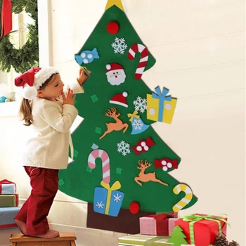 

Felt Christmas Tree Kids DIY Christmas Decoration for Home Navidad Christmas Ornaments Santa Claus Xmas Tree 2021 New Year Gifts