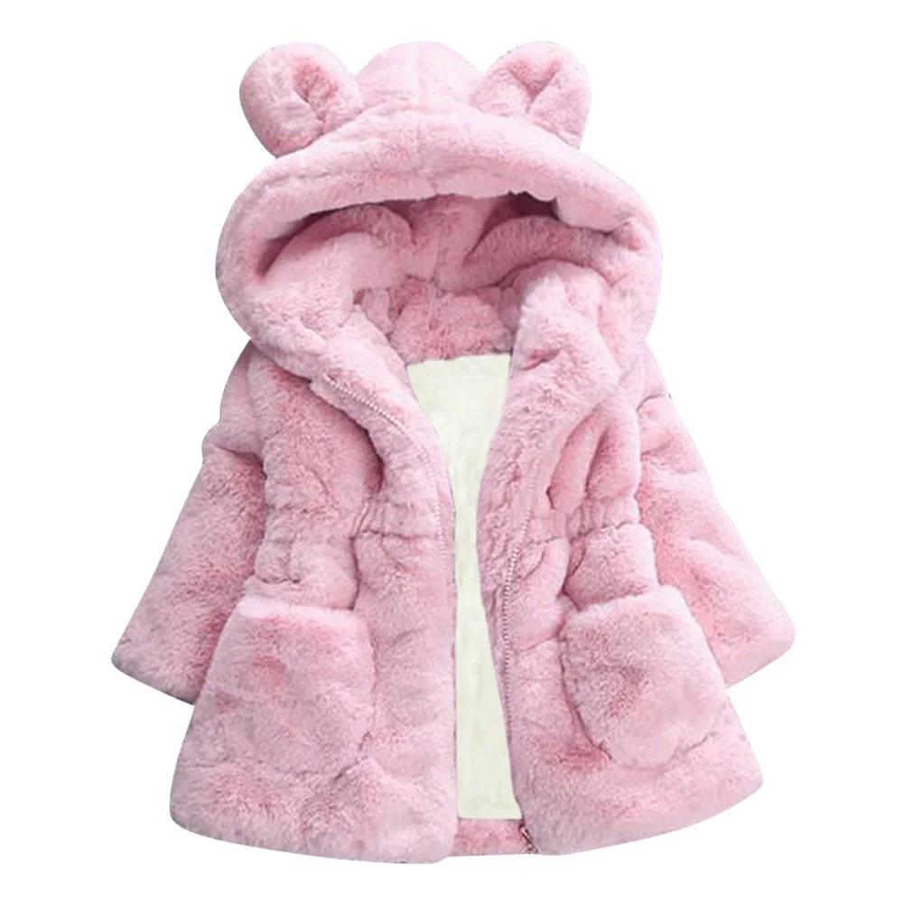 girls faux fur hooded coat