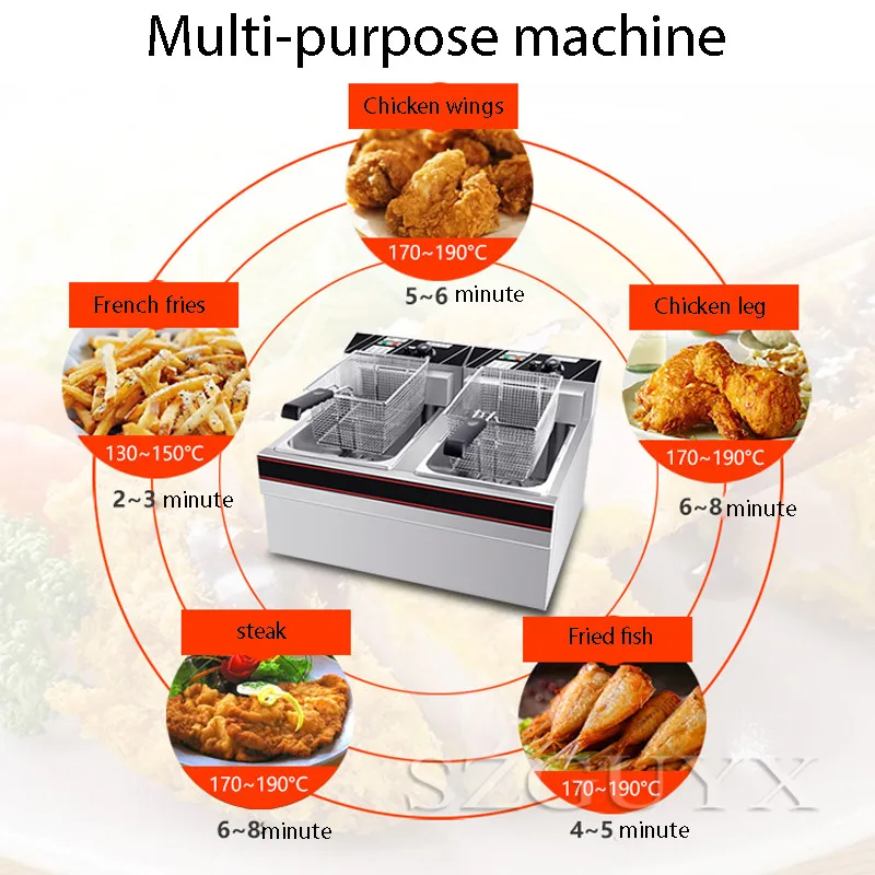 Коммерческий интеллигентая(ый) 230V Нержавеющая сталь двойной цилиндр независимых Контроль температуры газа электрическая фритюрница с двумя решетками замороженных картофеля фри в горячей продаже