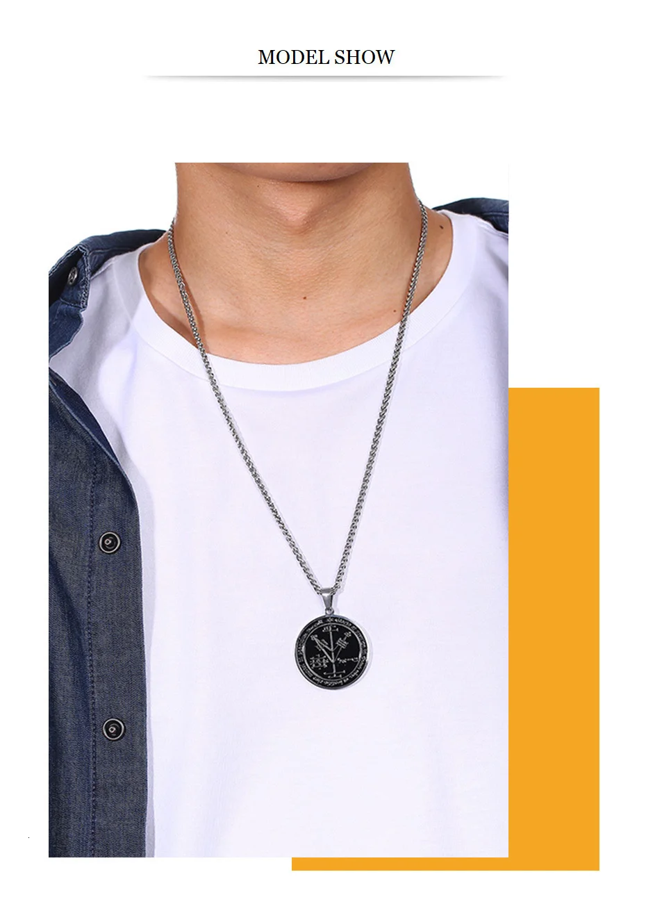 Vnox кулон с четвёртой пентаграммой Юпитера ключ Соломона тюленей для мужчин черное ожерелье из нержавеющей стали в стиле панк рок