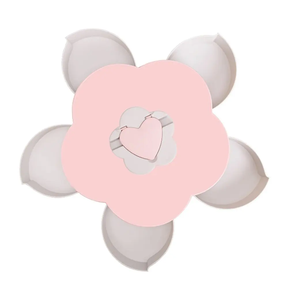 Double-Layer Rotating Fruit Plate Petal Shape Dried Fruit Plate Snack Storage Tray Living Room Candy Dish Dried Fruit Plate - Цвет: pink