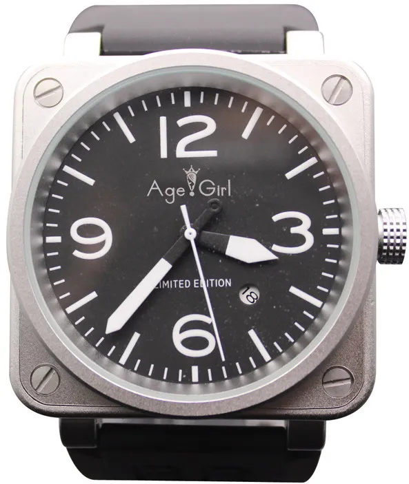 Роскошные деловые часы брендовые новые мужские из нержавеющей стали автоматические механические черные резиновые BR Bell PVD dive 46 мм большие часы - Цвет: 9