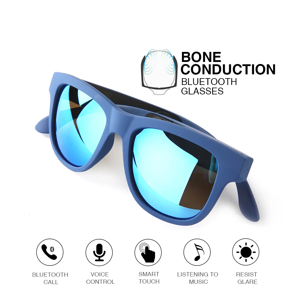 G1 Sunglasses Headset Bluetooth Wireless Bone Conduction Headphone with Mic Waterproof Wearable Earphones for iOS Android Phones