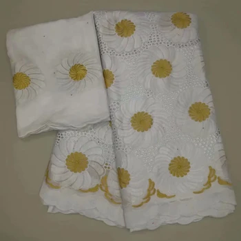 

African Dry Lace Fabrics High Quality Cotton Lace 100% Cotton Dry Lace Fabric Swiss Voile Lace In Switzerland 5+2YARDS