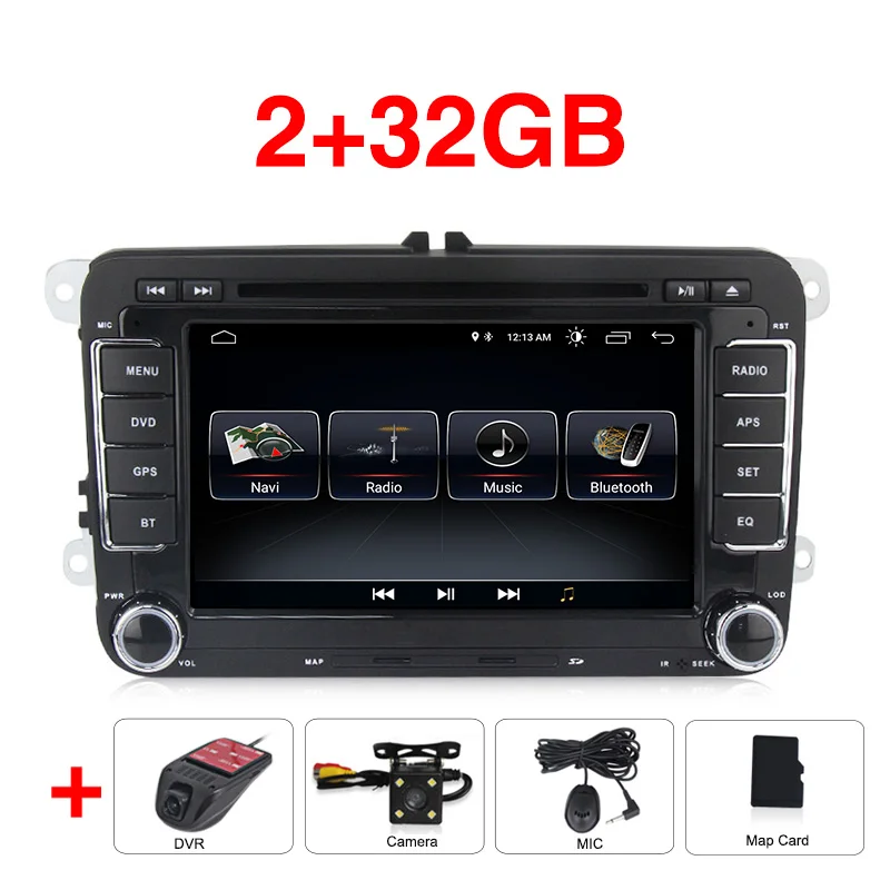 2 Din четырехъядерный Android 9 автомобильный dvd-плеер для VW Skoda POLO GOLF 5 6 PASSAT CC TIGUAN TOURAN Fabia Caddy - Цвет: add DVR and camera