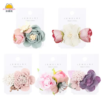 

Baby Girls Chiffon Pearl Floral Hair Clips Elegant Lace Flowers Hairpins Clip Barrettes Clip for Party Wedding Celebration Photo