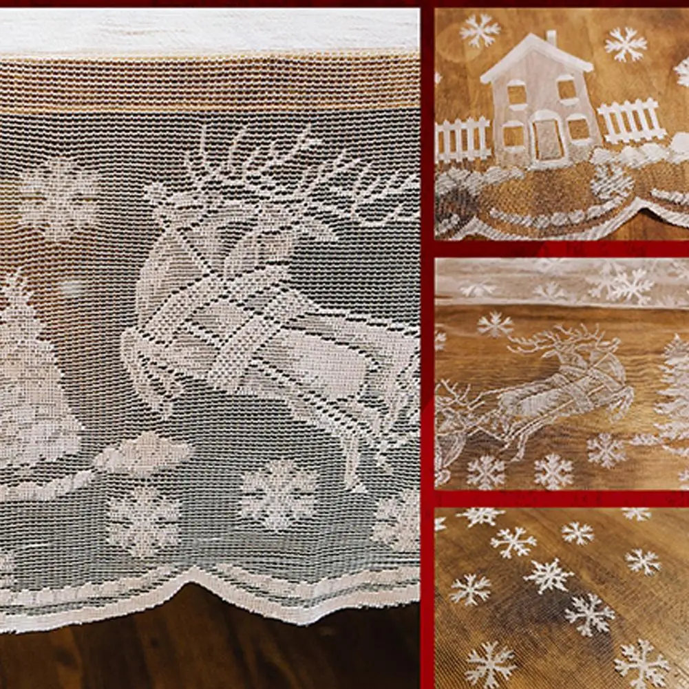 

GloryStar Christmas Snowflake Elk Table Cloth White Santa Claus Table Cover Christmas Decoration