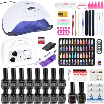 

Nail Set Lamp Dryer 18/16/12/10pcs Nail Gel Polish Kit Soak Off Tools Set electric Nail drill Nail Art Gel Nails Art Decorations
