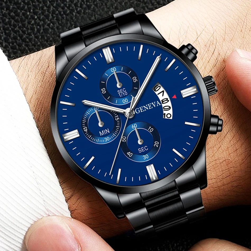 2020 Fashion Trend Men's Stainless Steel Watch Luxury Calendar Quartz Watch Men's Business Casual Watch