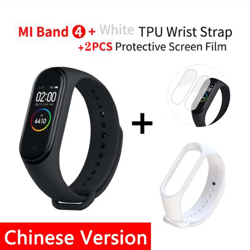 B4 CN n film N wh s Новинка, Xiaomi mi-браслет 4 Smart mi Band 4, браслет, пульсометр, фитнес, 135 мА/ч, цветной экран, Bluetooth 5,0 - Цвет: B4 CN n film N wh s