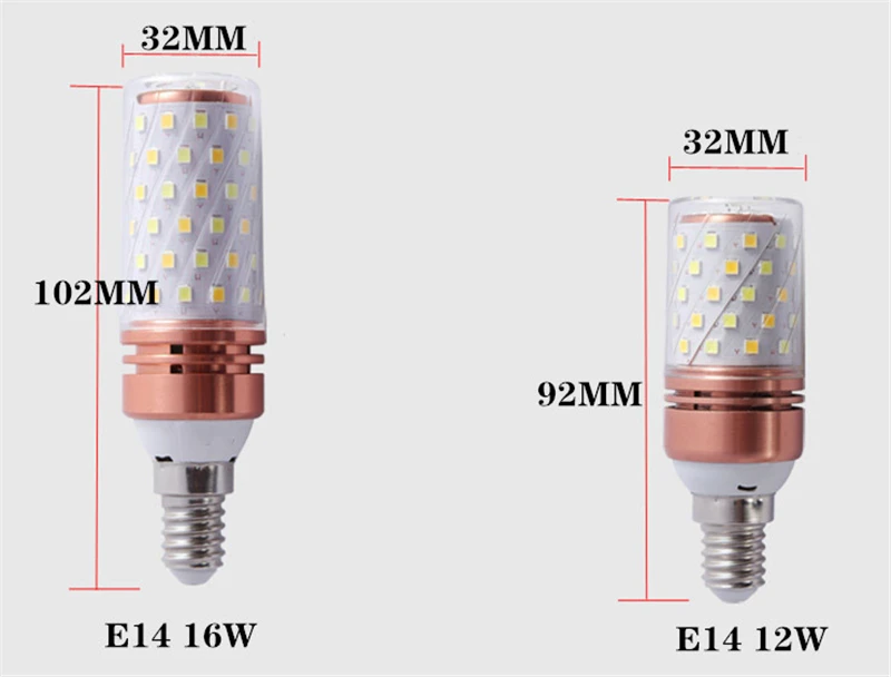 Без мерцания E27 светодиодный светильник 12 Вт 16 Вт SMD2835 AC85-265V E14 светодиодная лампочка Кукуруза лампы Люстра в форме свечи светильник для украшения дома